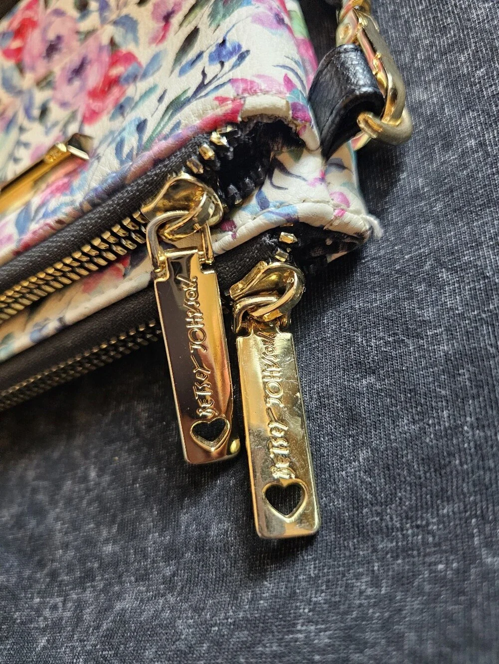 EUC - Betsey Johnson Floral Dual Zip Clutch